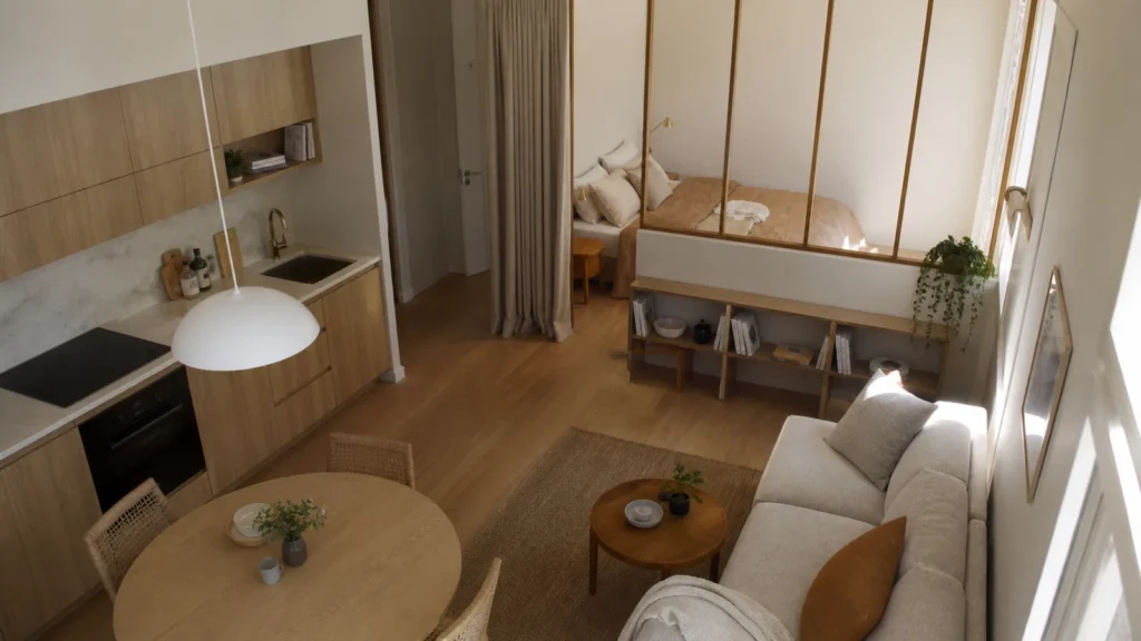 Casa piccola di 40-50 mq con zona giorno e notte separate da una parete leggera